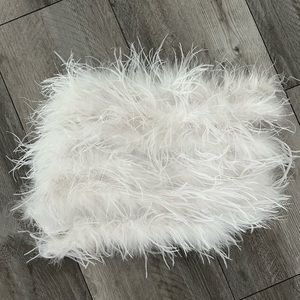 Somebody to love strapless crop white feather top from white fox boutique